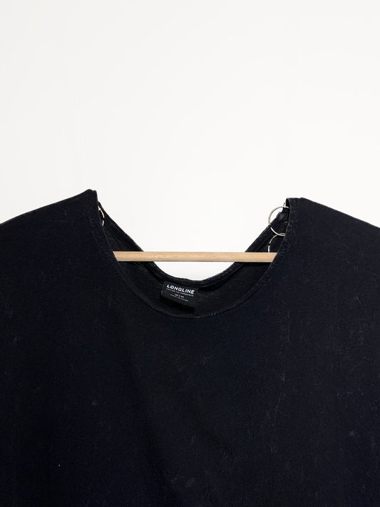 stone washed long line tee